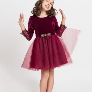 Rochie fetiță Velvet Dark Red Girl Dress