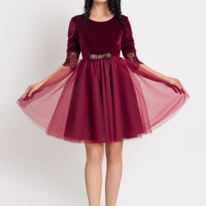 Rochie dama Velvet Dark Red Dress
